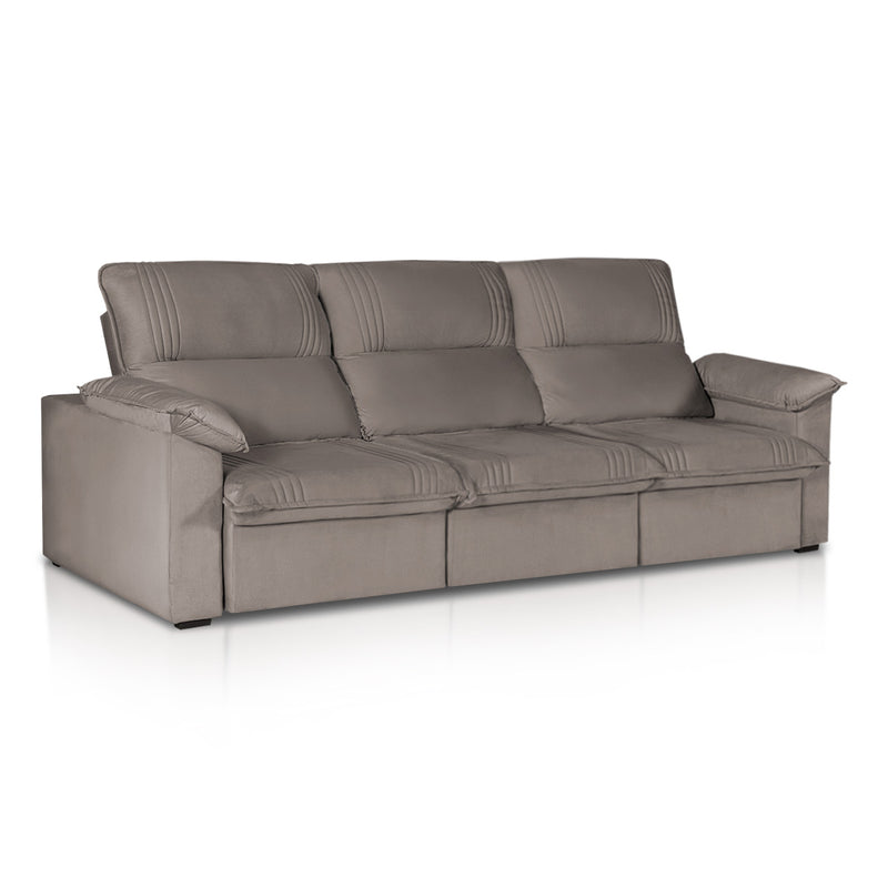 Sofá Retrátil Reclinável America 2,30m Suede Tabaco
