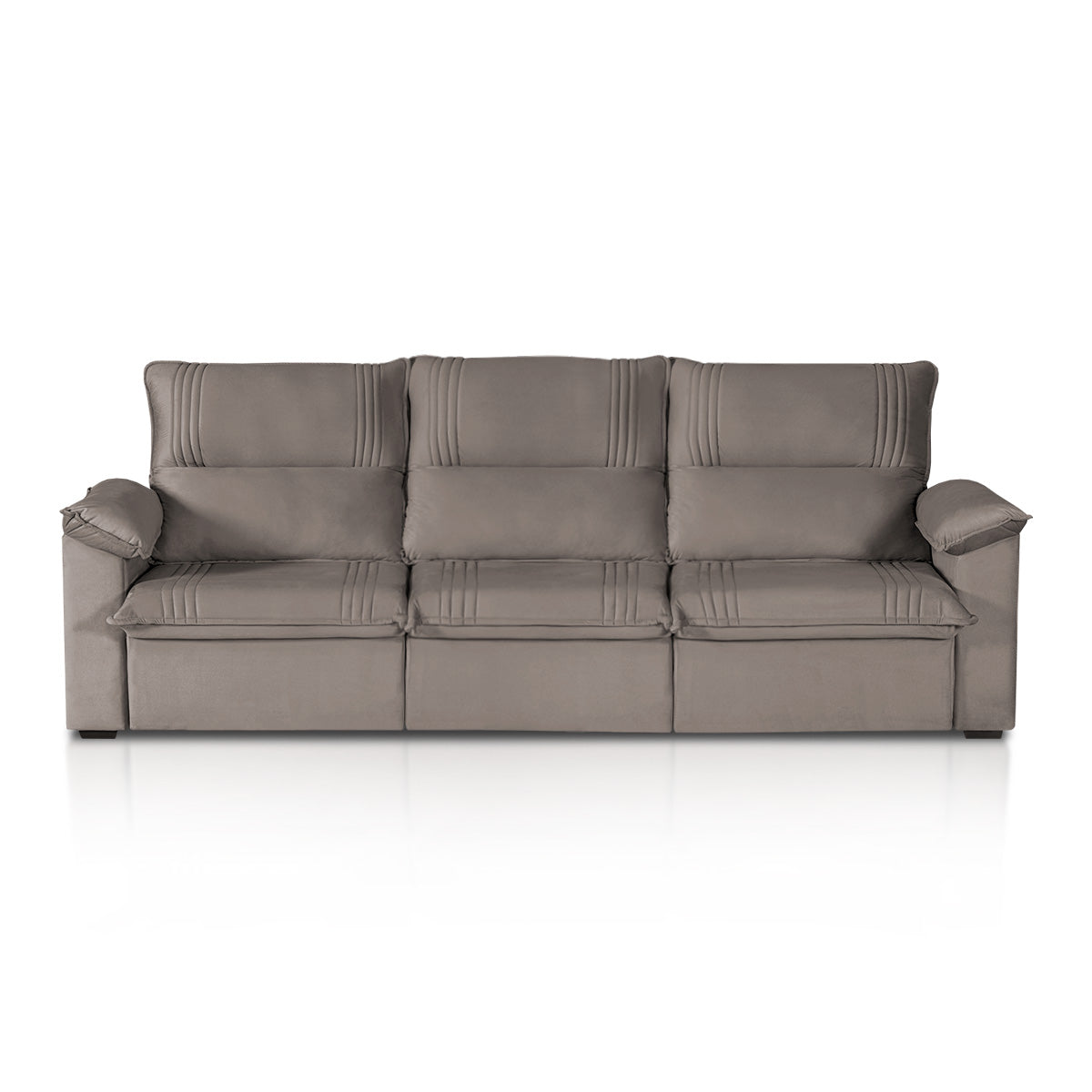Sofá Retrátil Reclinável America 2,30m Suede Tabaco