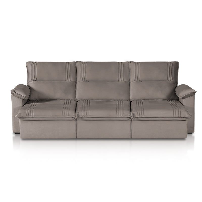 Sofá Retrátil Reclinável America 2,30m Suede Tabaco
