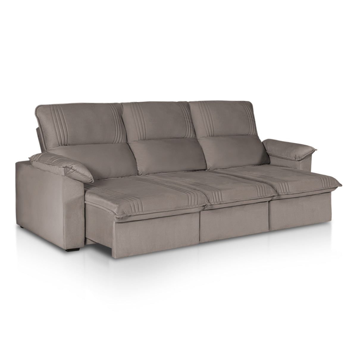 Sofá Retrátil Reclinável America 2,30m Suede Tabaco