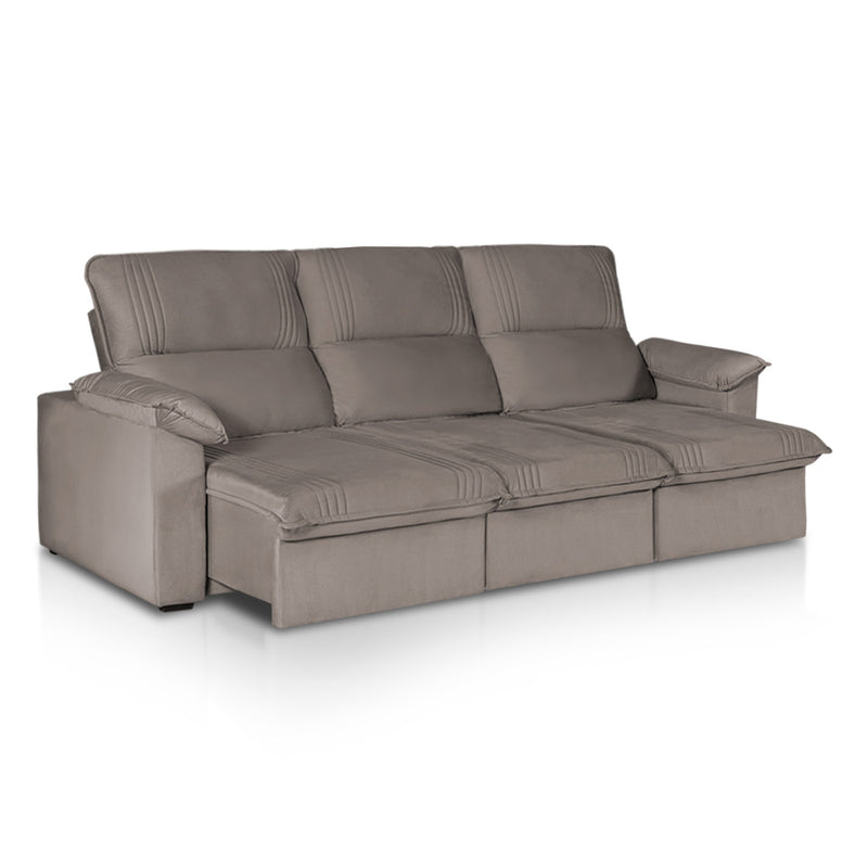 Sofá Retrátil Reclinável America 2,30m Suede Tabaco