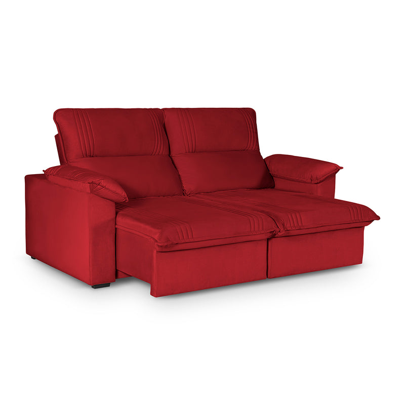 Sofá Retrátil Reclinável America 1,50m Suede Vermelho