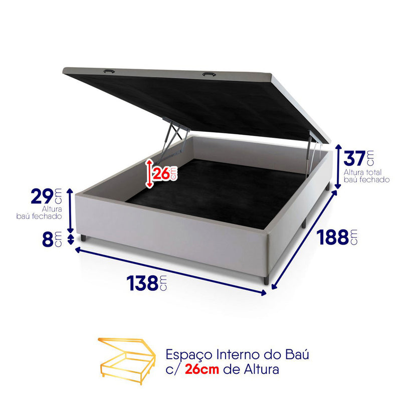 Cama Box Baú Argel Espuma D33 Casal 138x188 King House