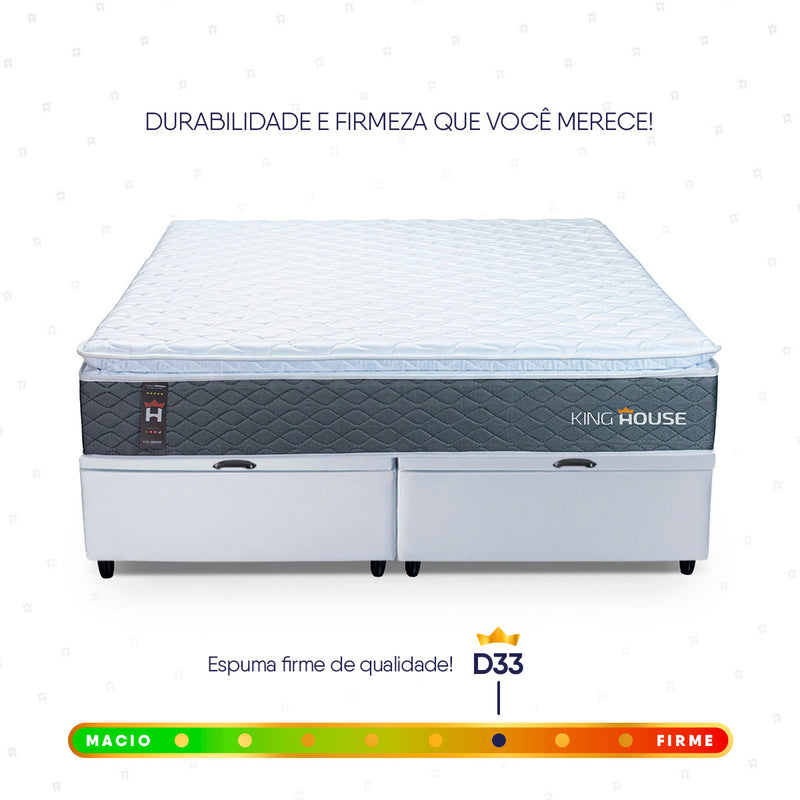 Cama Box Baú Argel Espuma D33 King 193x203 Branco King House