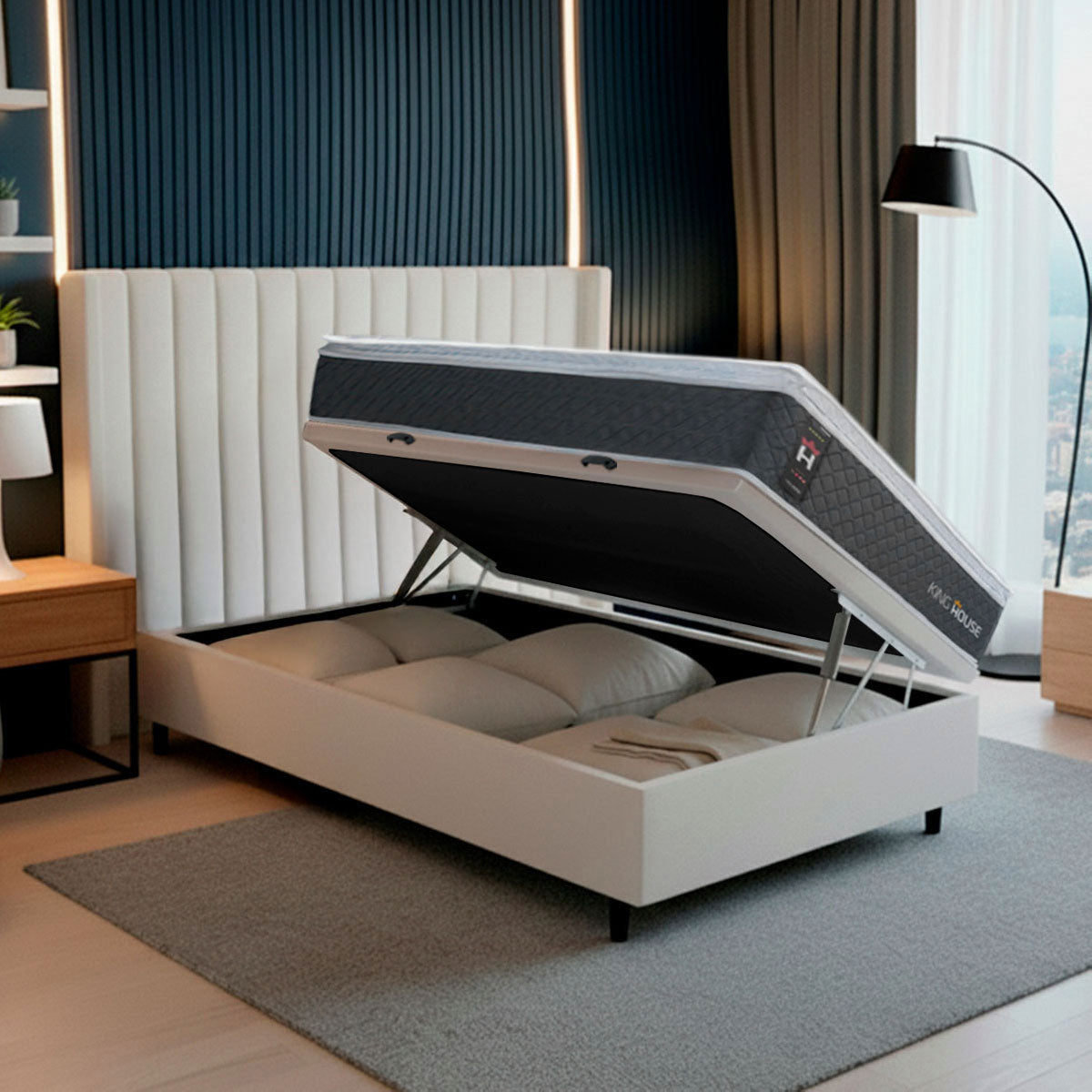 Cama Box Baú Argel Espuma D33 Solteiro 88x188 King House