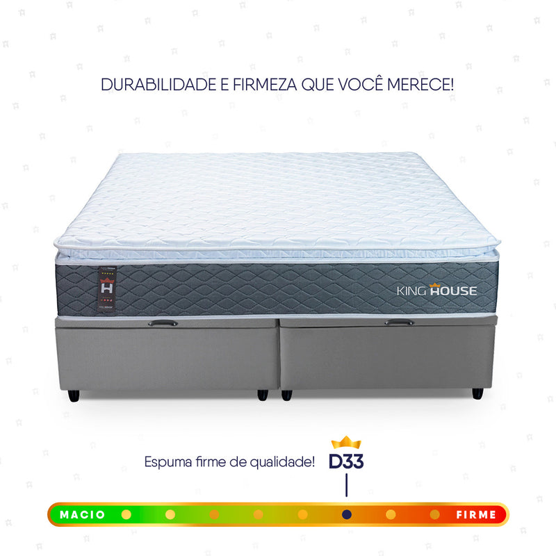 Cama Box Baú Argel Espuma D33 Queen 158x198 Cinza King House