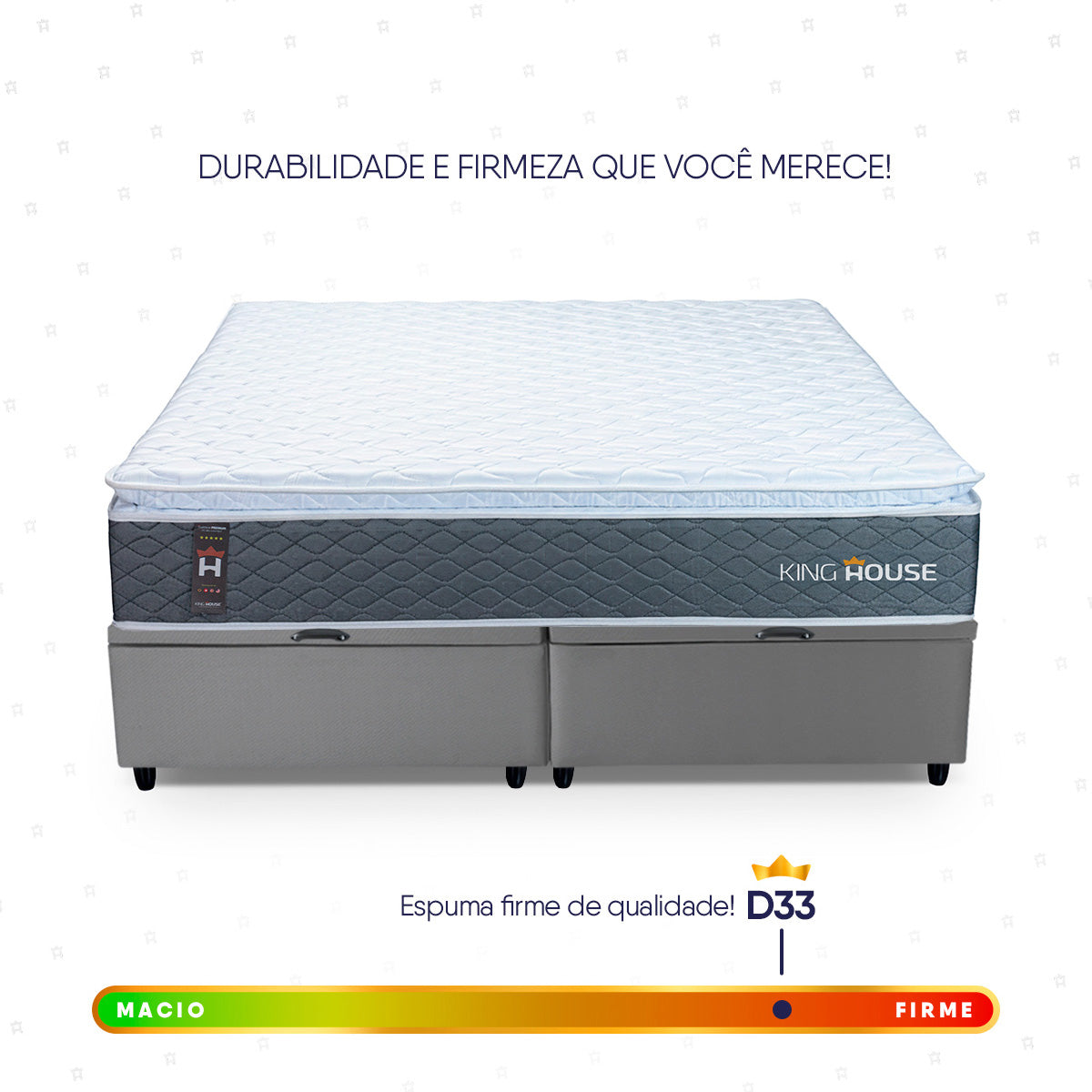 Cama Box Baú Argel Espuma D33 King 193x203 Cinza King House
