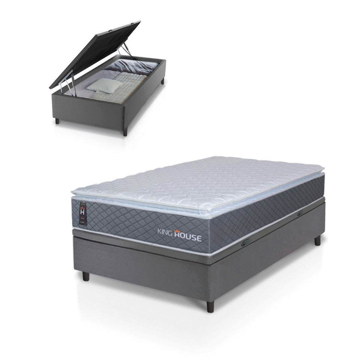 Cama Box Baú Argel Espuma D33 Solteiro 88x188 King House
