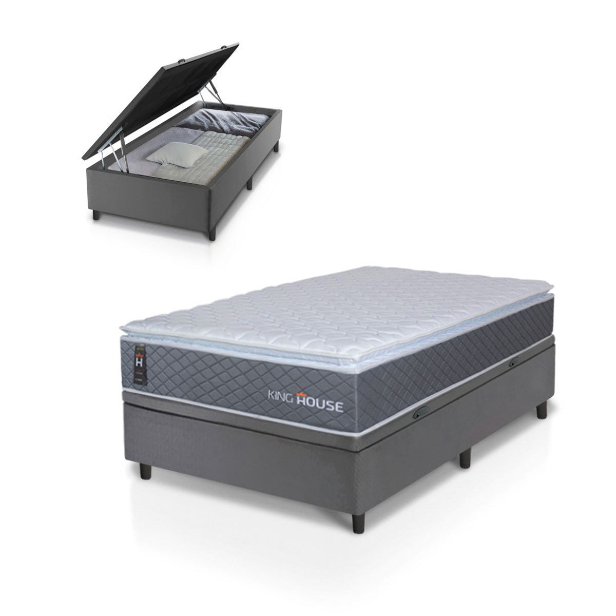 Cama Box Baú Argel Espuma D33 Solteirão 96x203 King House