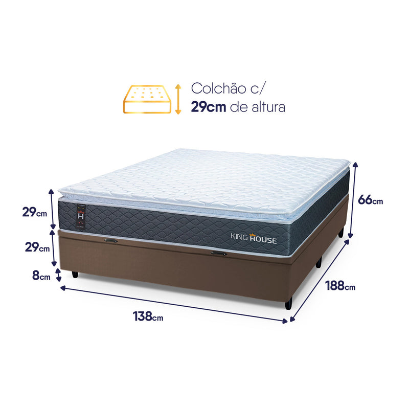 Cama Box Baú Argel Espuma D33 Casal 138x188 King House