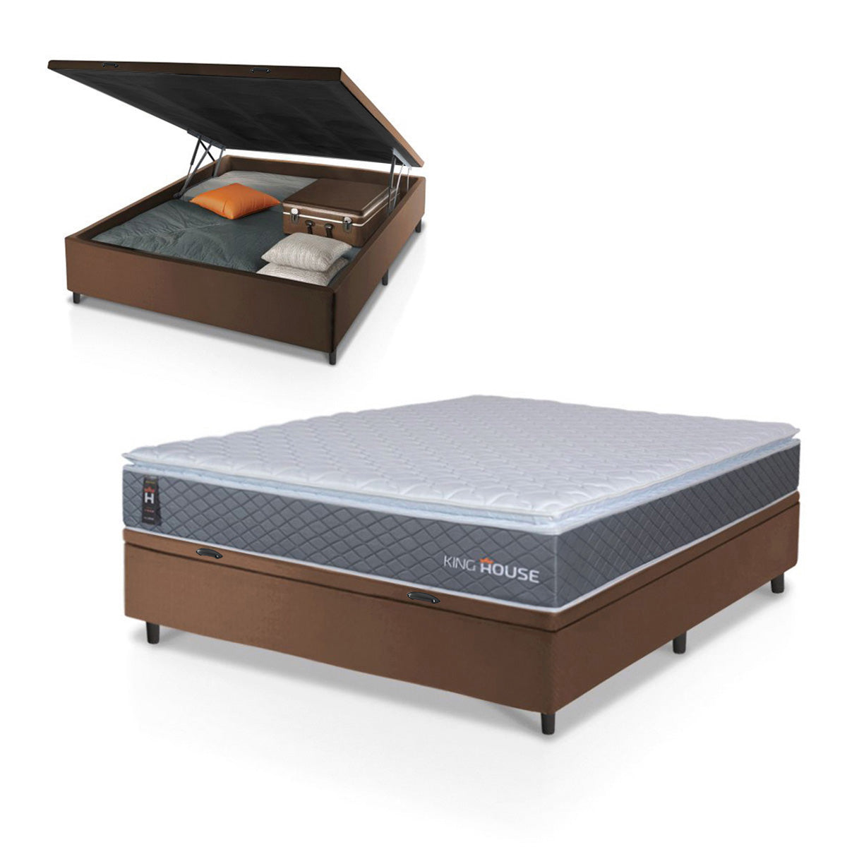 Cama Box Baú Argel Espuma D33 Casal 138x188 King House