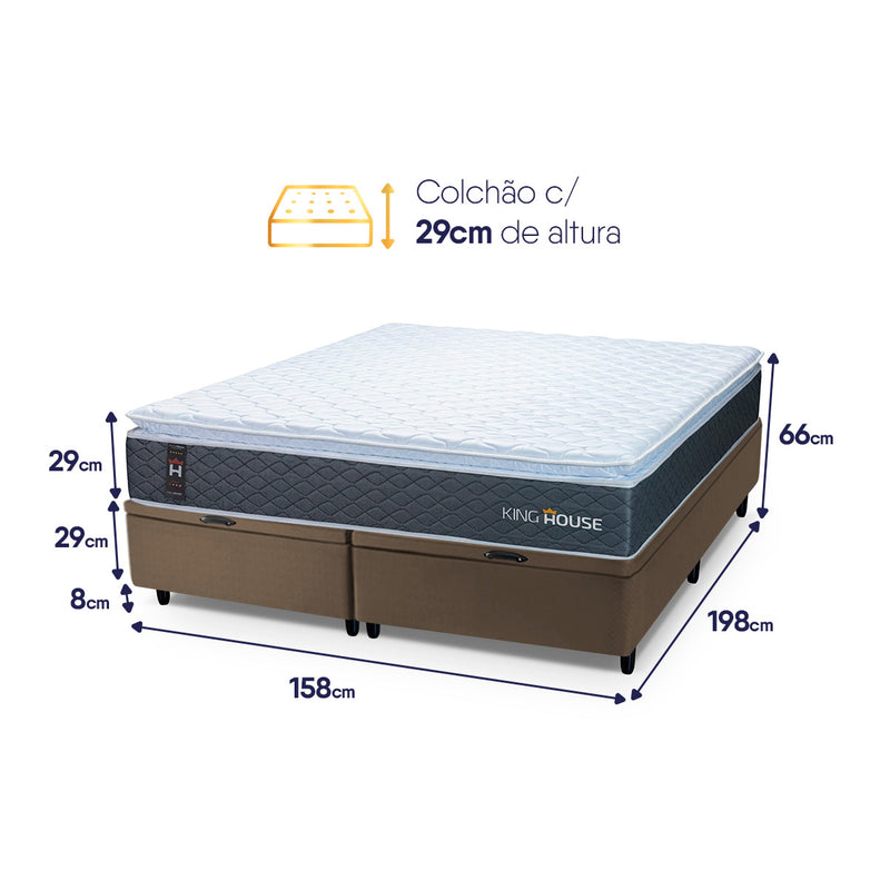 Cama Box Baú Argel Espuma D33 Queen 158x198 King House