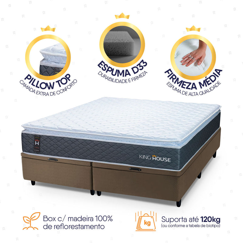 Cama Box Baú Argel Espuma D33 Queen 158x198 King House