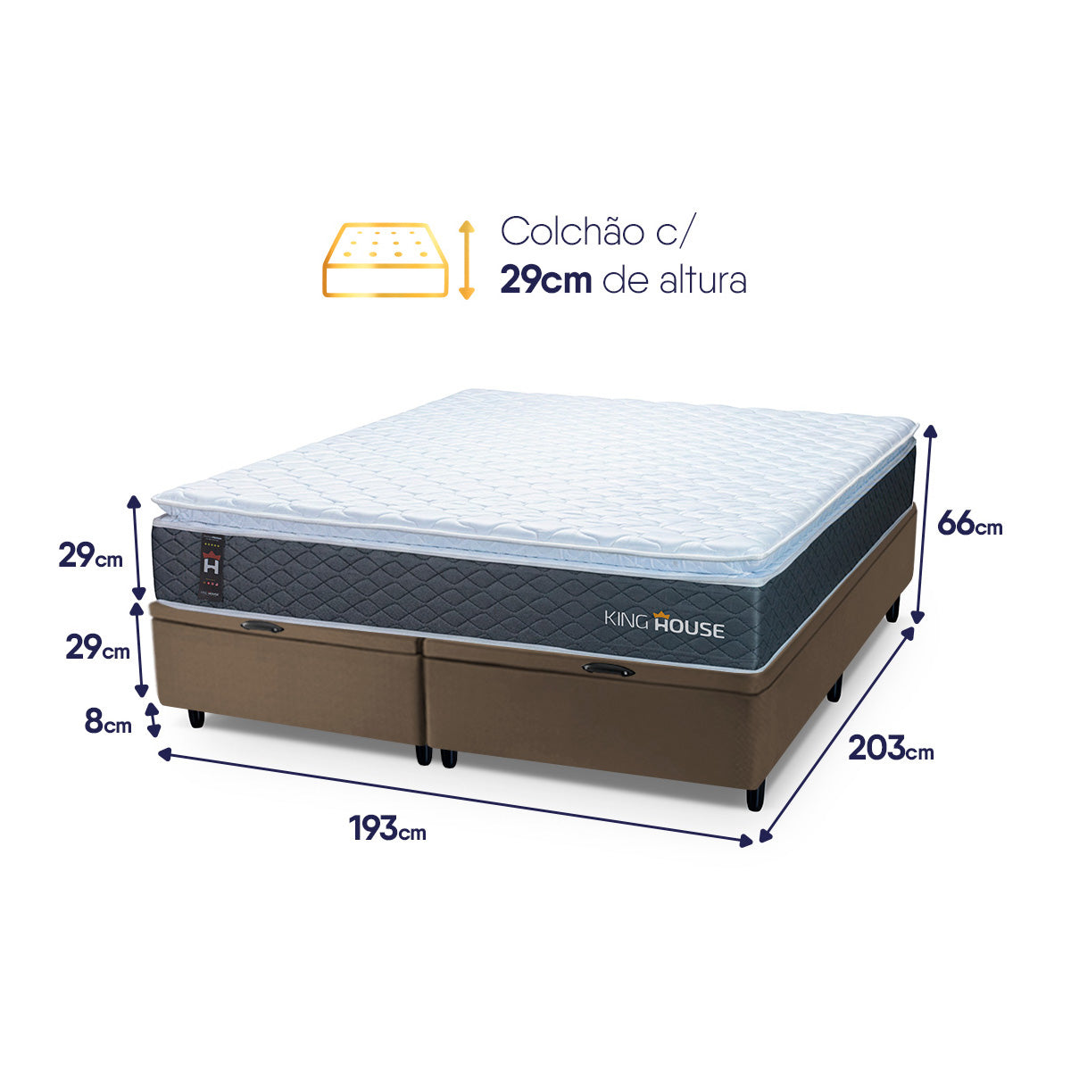 Cama Box Baú Argel Espuma D33 King 193x203 Marrom King House