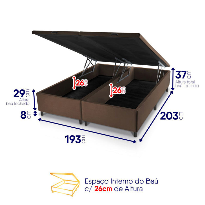 Cama Box Baú Argel Espuma D33 King 193x203 Marrom King House