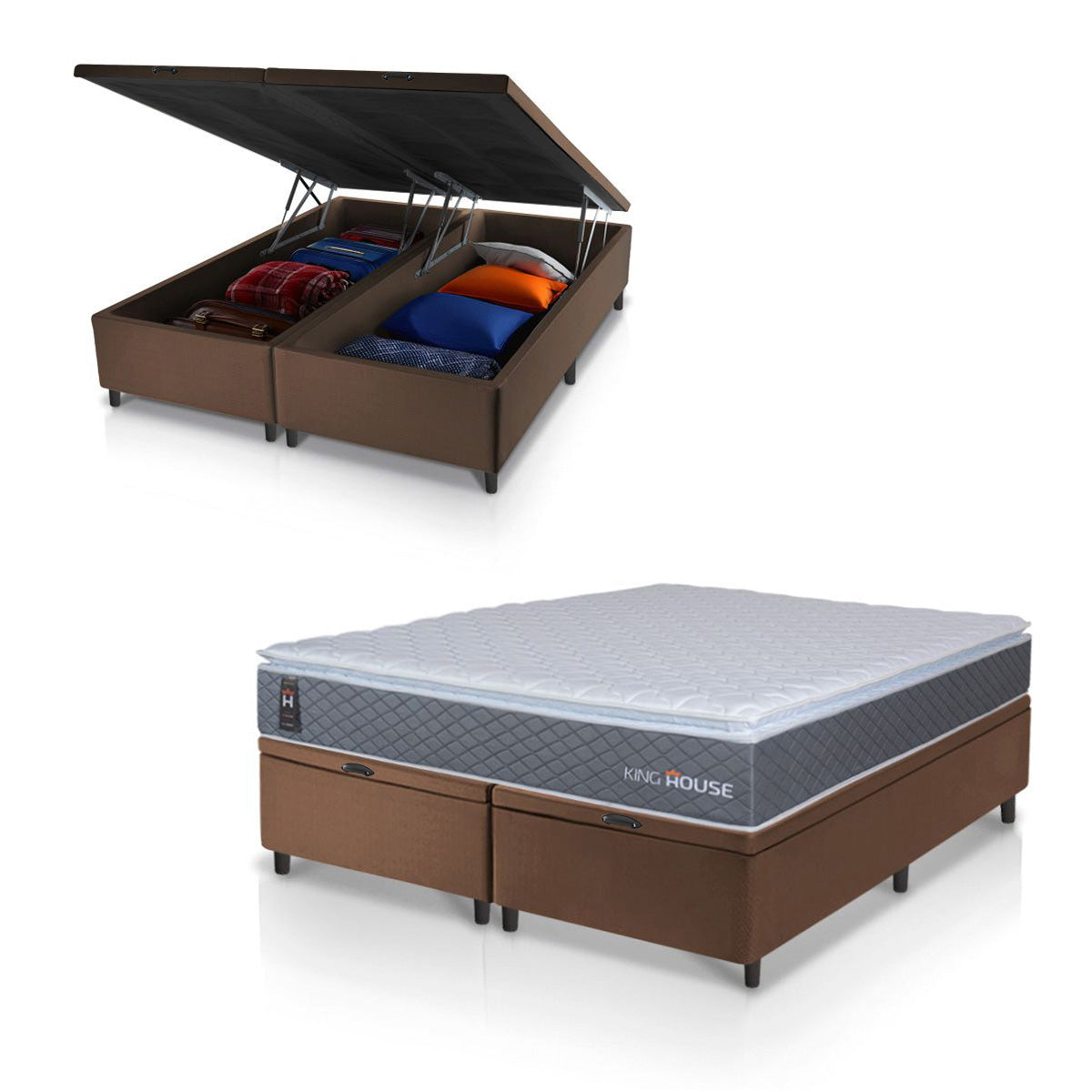 Cama Box Baú Argel Espuma D33 King 193x203 Marrom King House
