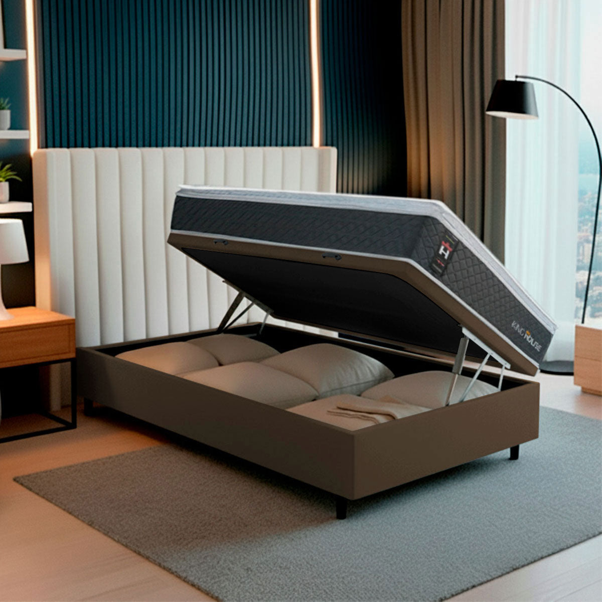 Cama Box Baú Argel Espuma D33 Solteiro 88x188 King House