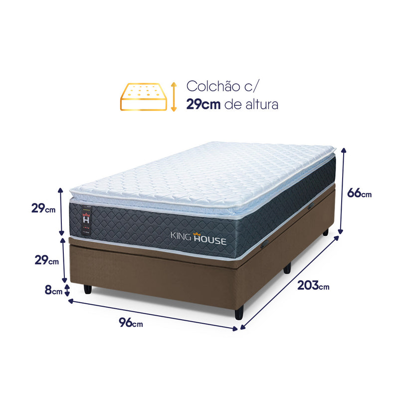 Cama Box Baú Argel Espuma D33 Solteirão 96x203 King House