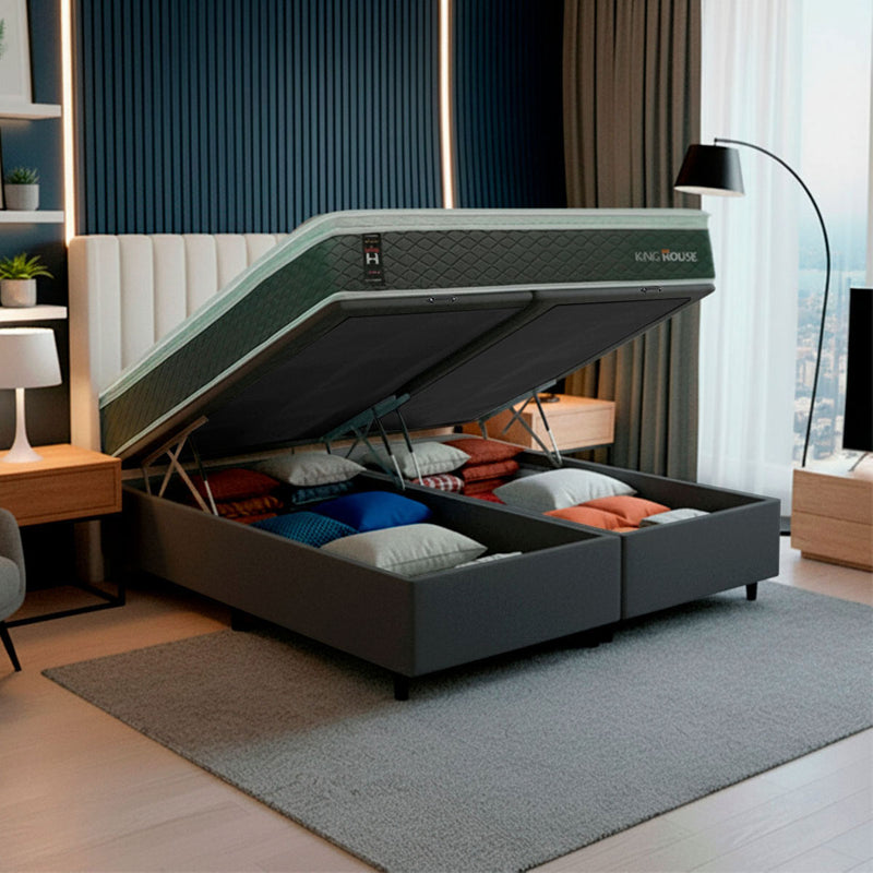Cama Box Baú Argel Espuma D33 Queen 158x198 Preto King House