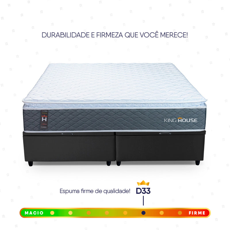 Cama Box Baú Argel Espuma D33 King 193x203 Preto King House