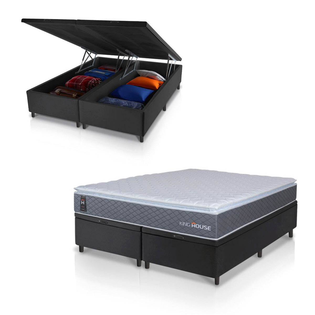 Cama Box Baú Argel Espuma D33 King 193x203 Preto King House