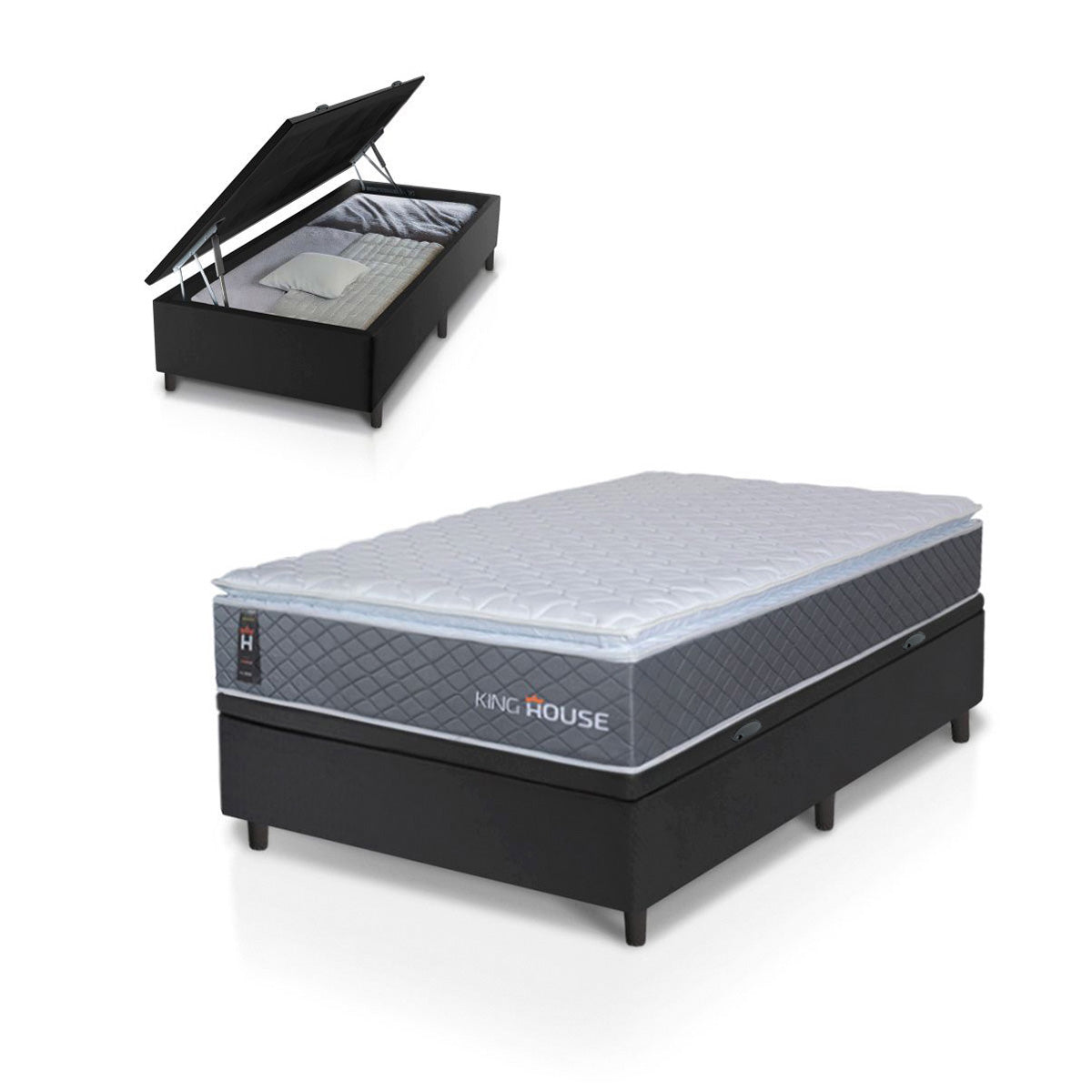 Cama Box Baú Argel Espuma D33 Solteirão 96x203 King House