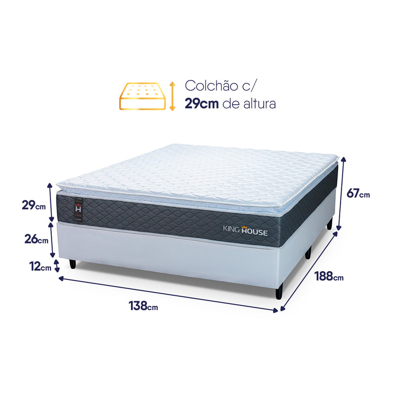 Cama Box Argel Espuma D33 Casal 138x188 Branco King House