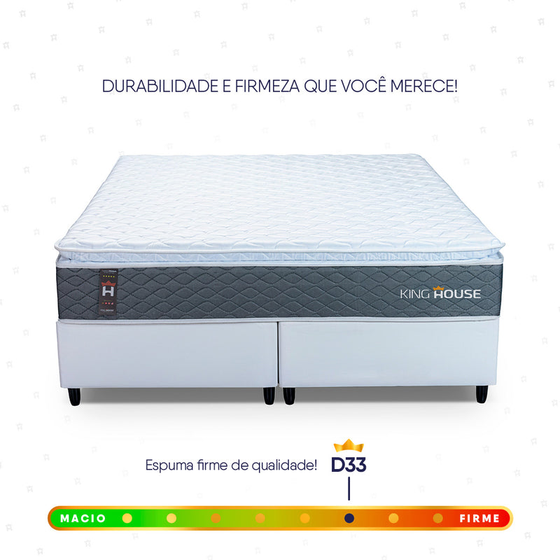 Cama Box Argel Espuma D33 King 193x203 Branco King House