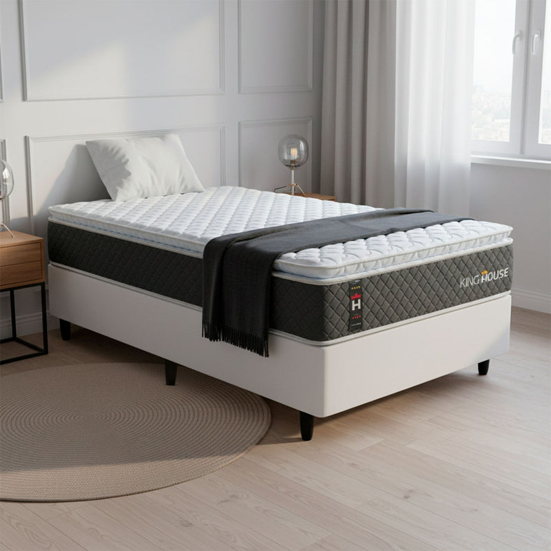 Cama Box Argel Espuma D33 Solteirão 96x203 Branco King House