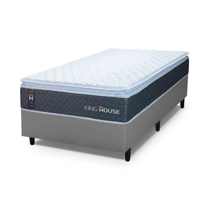 Cama Box Argel Espuma D33 Solteirão 96x203 Cinza King House
