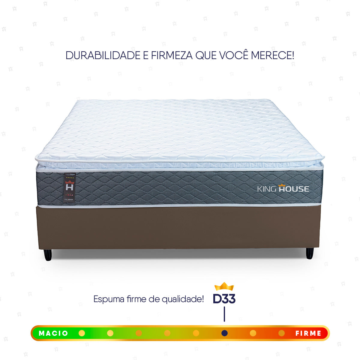 Cama Box Argel Espuma D33 Casal 138x188 Marrom King House