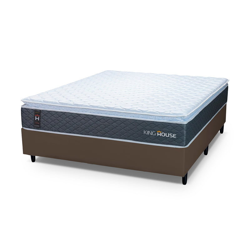 Cama Box Argel Espuma D33 Casal 138x188 Marrom King House