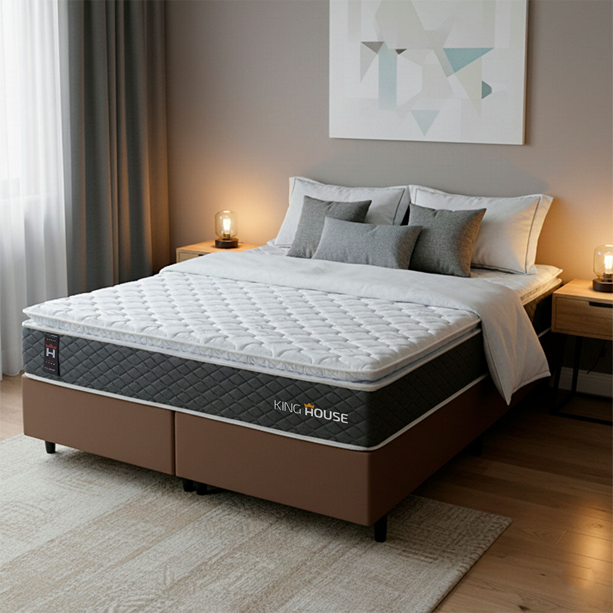 Cama Box Argel Espuma D33 Queen 158x198 Marrom King House