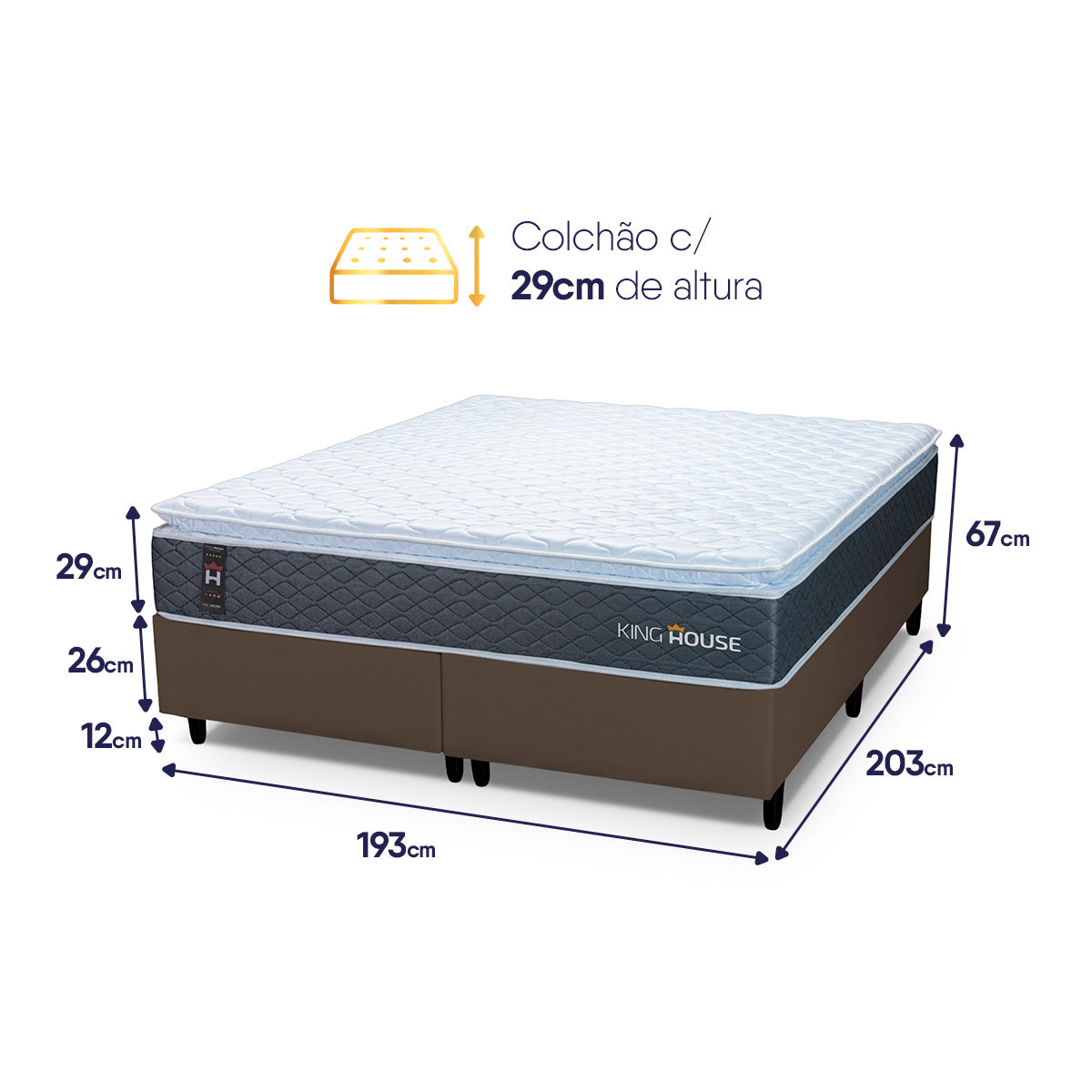 Cama Box Argel Espuma D33 King 193x203 Marrom King House