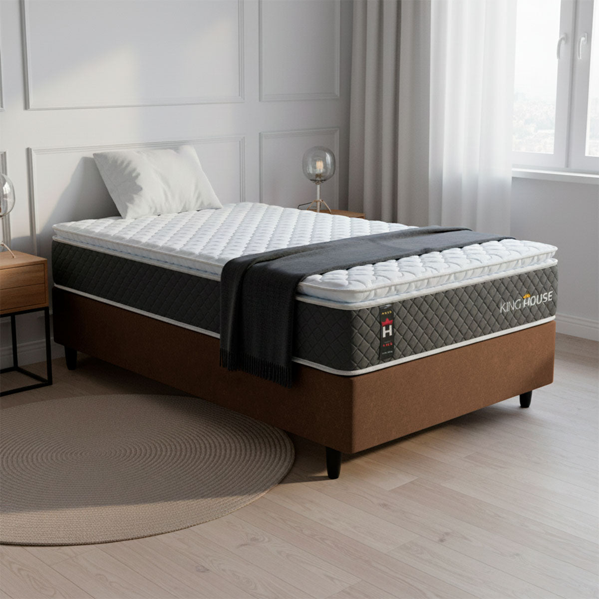Cama Box Argel Espuma D33 Solteiro 88x188 Marrom King House