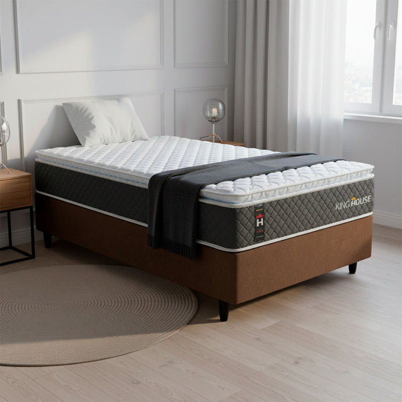 Cama Box Argel Espuma D33 Solteiro 88x188 Marrom King House