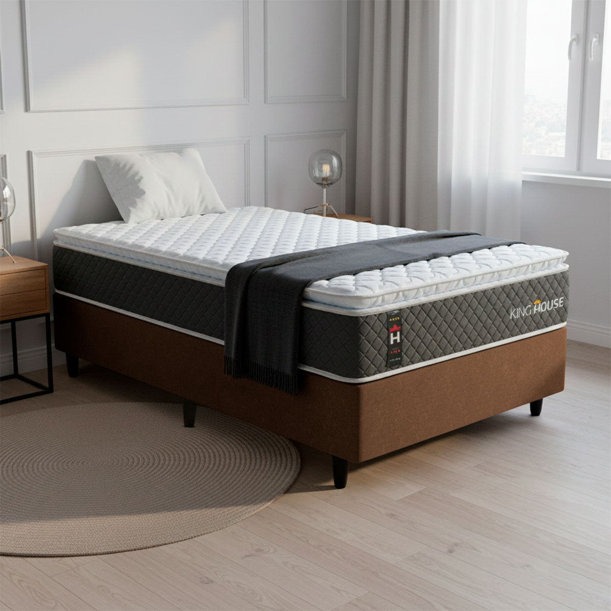 Cama Box Argel Espuma D33 Solteirão 96x203 Marrom King House