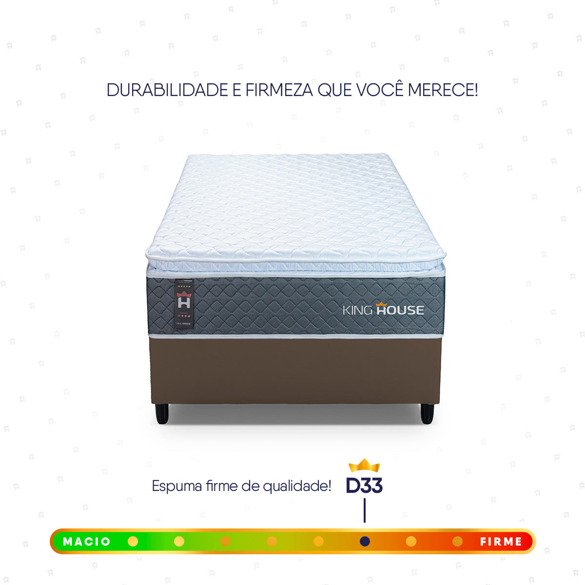 Cama Box Argel Espuma D33 Solteirão 96x203 Marrom King House