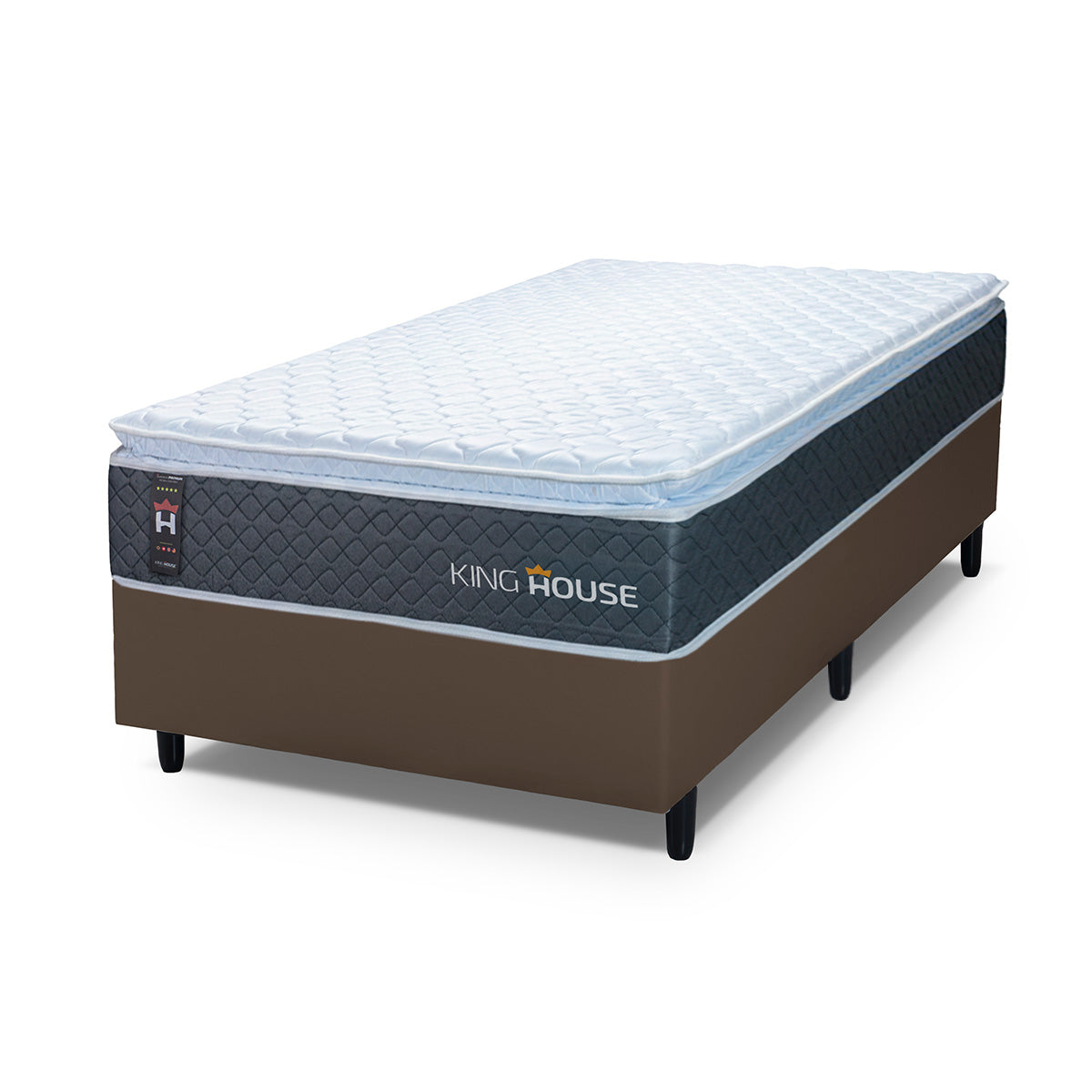 Cama Box Argel Espuma D33 Solteirão 96x203 Marrom King House