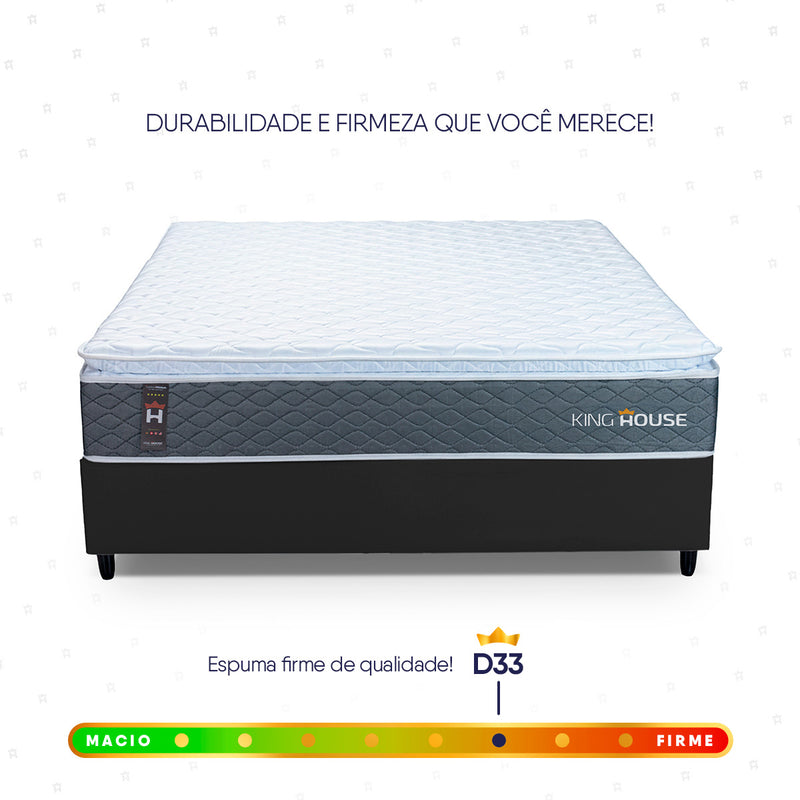 Cama Box Argel Espuma D33 Casal 138x188 Preto King House
