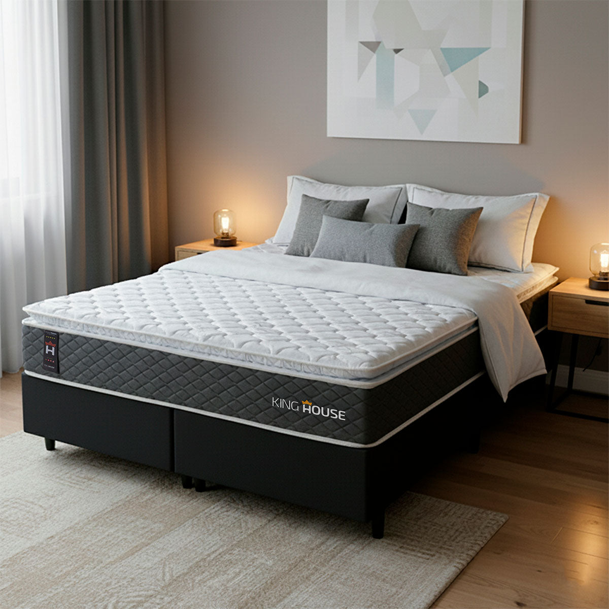 Cama Box Argel Espuma D33 King 193x203 Preto King House
