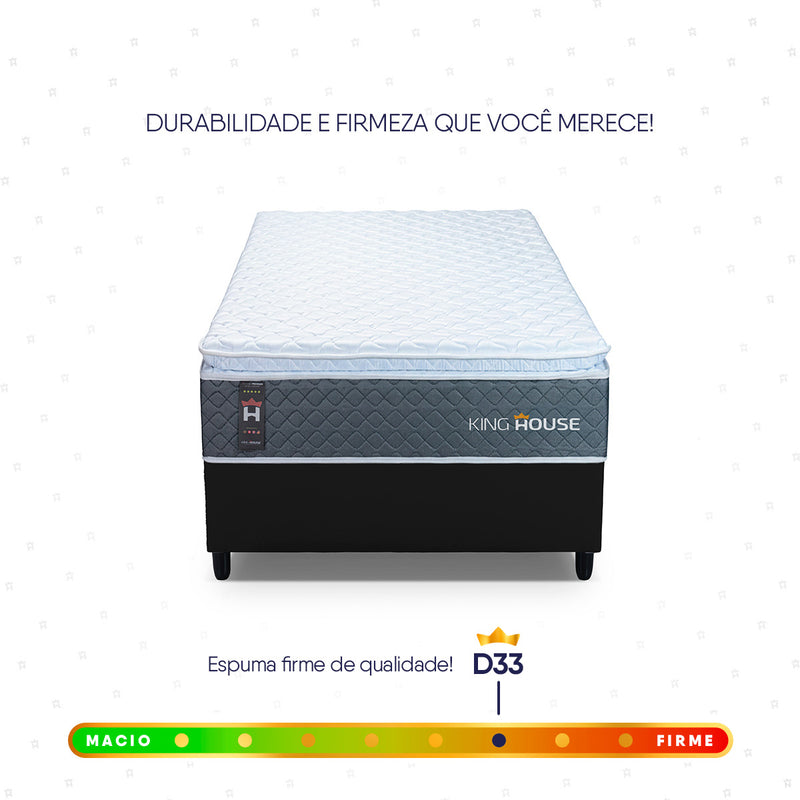 Cama Box Argel Espuma D33 Solteirão 96x203 Preto King House