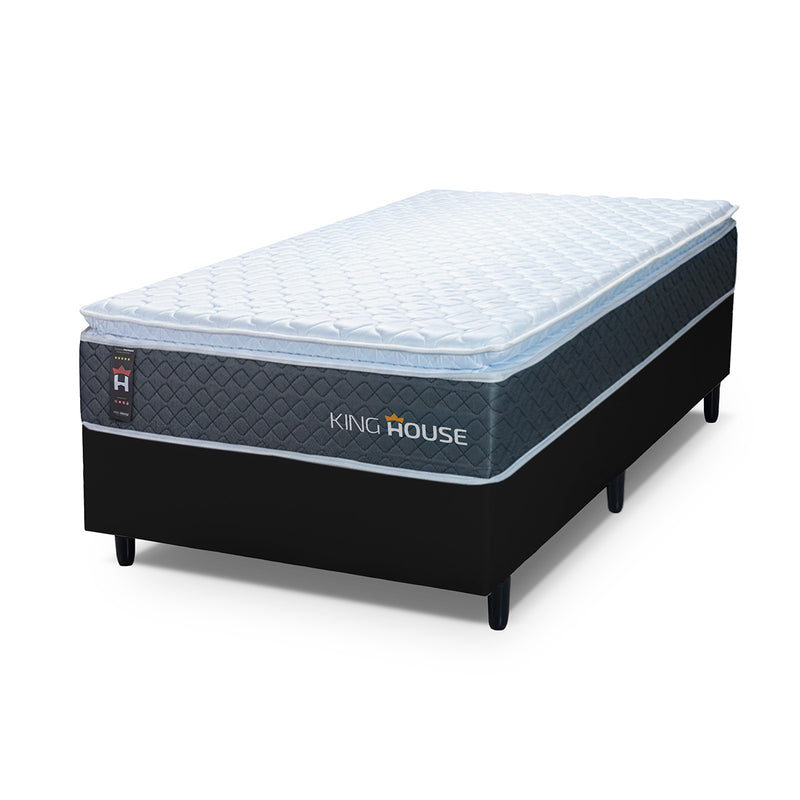 Cama Box Argel Espuma D33 Solteirão 96x203 Preto King House