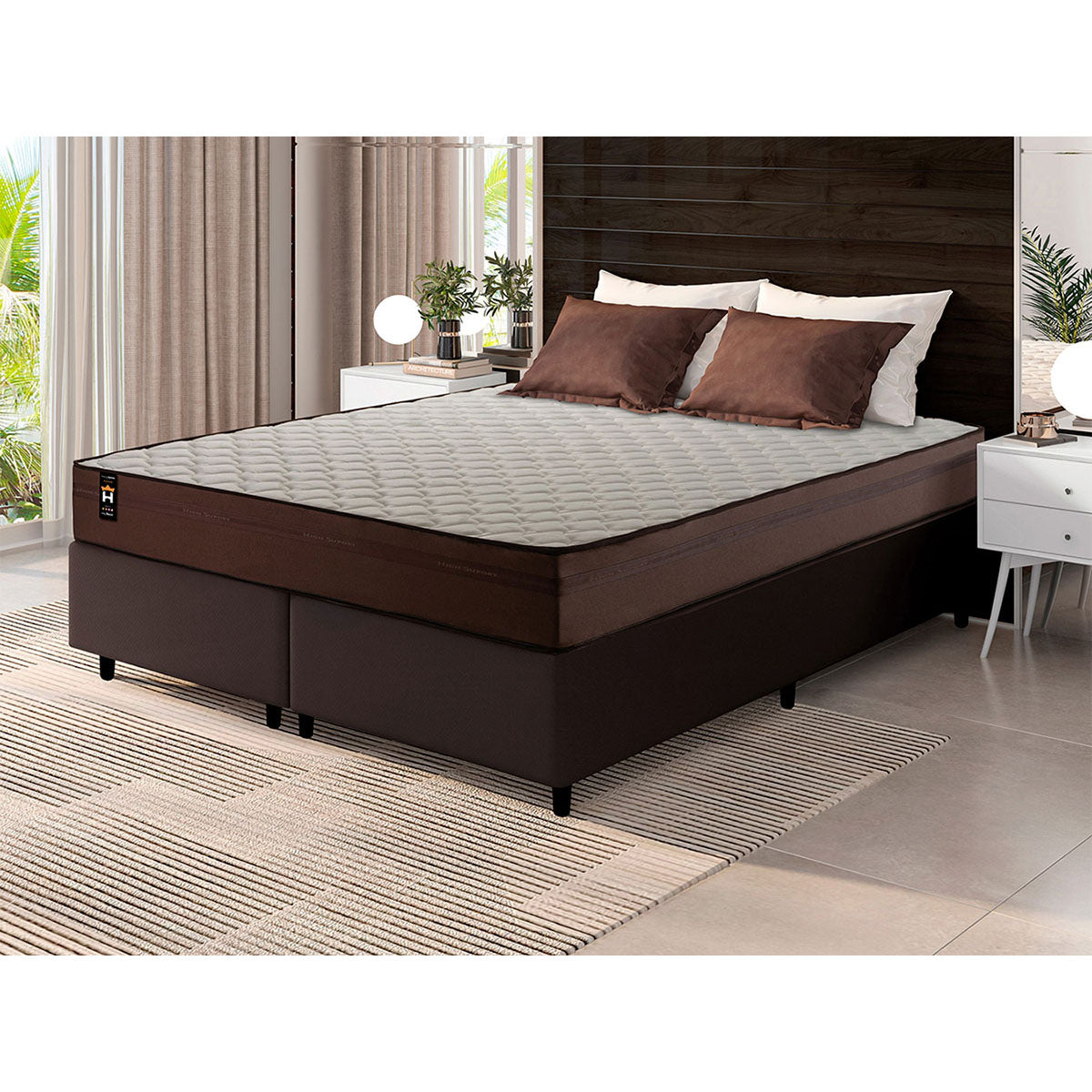 Cama Box Atlanta Espuma Queen 158x198 Marrom King House