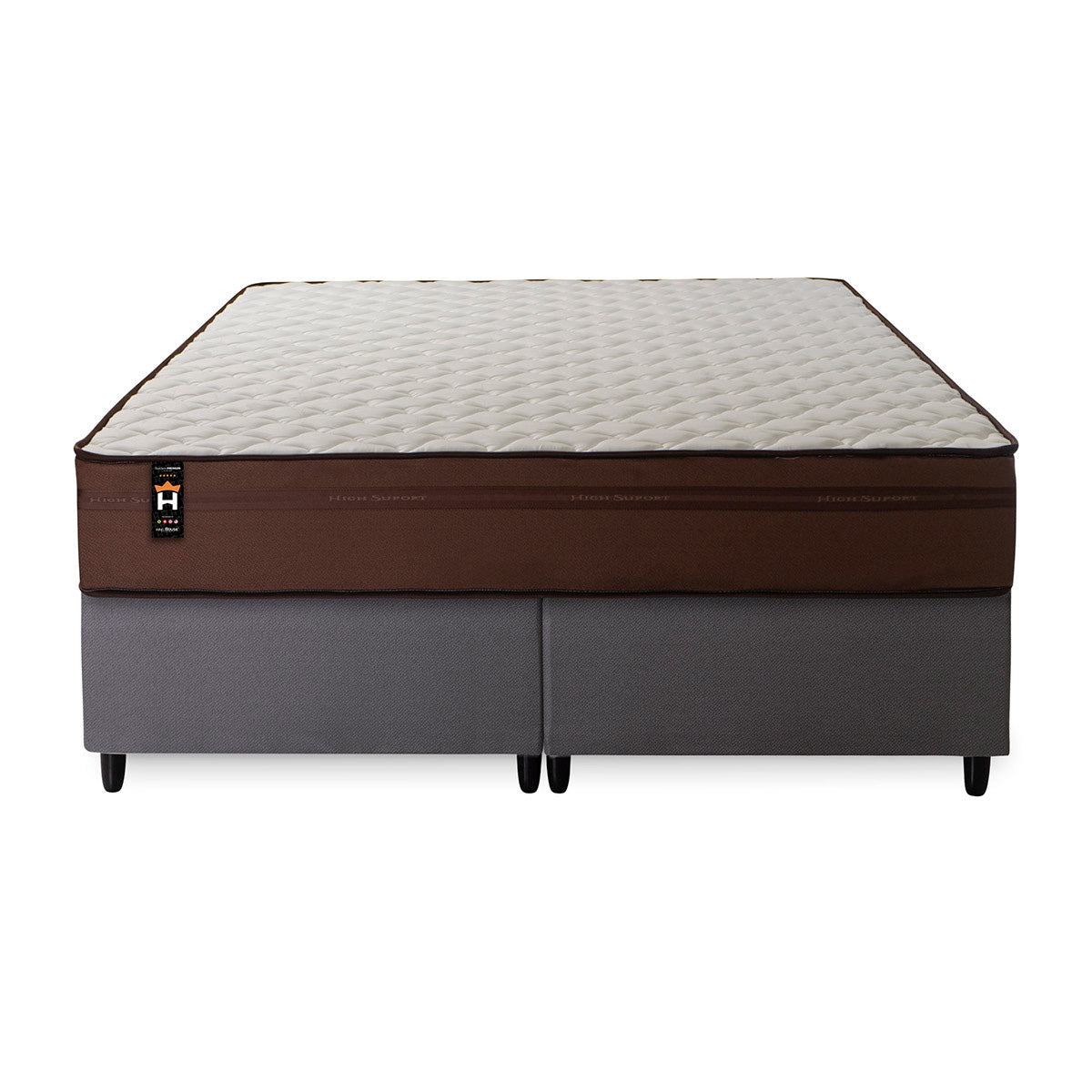 Cama Box Atlanta Espuma Queen 158x198 Cinza King House