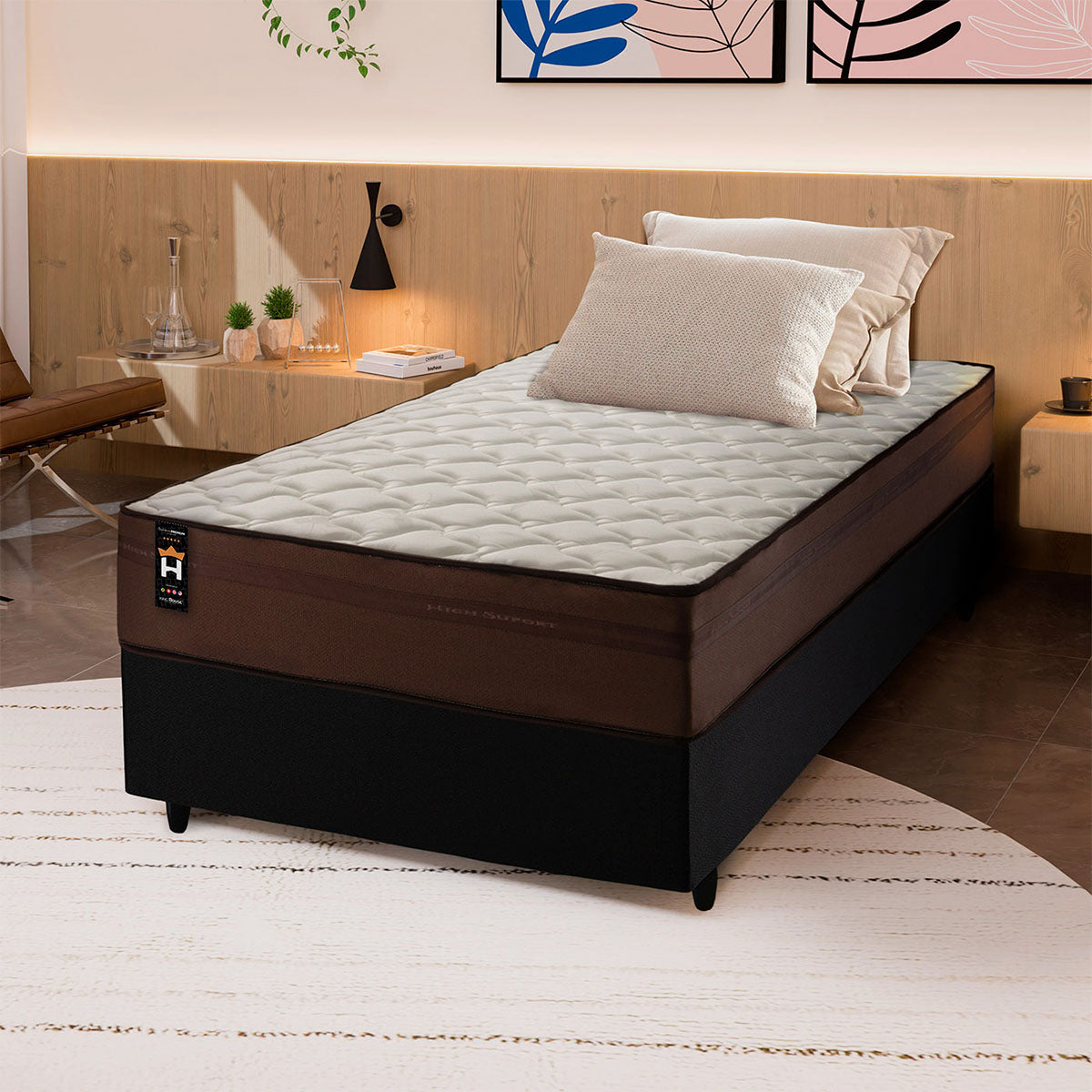 Cama Box Espuma Atlanta Solteiro 88x188 Marrom King House