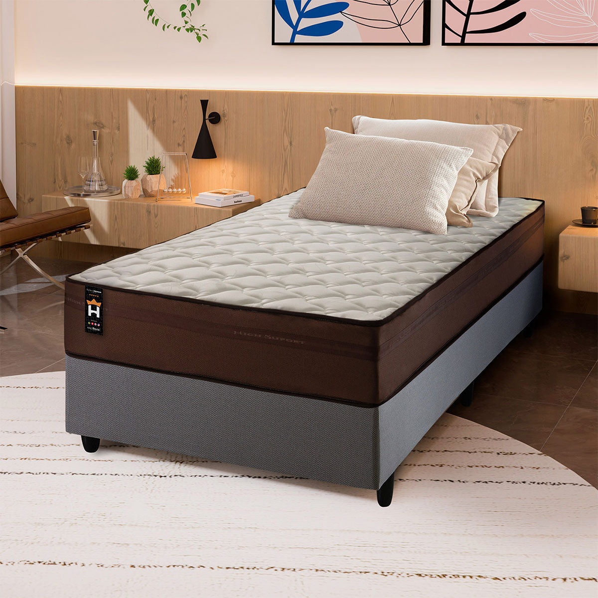 Cama Box Espuma Atlanta Solteirão 96x203 Cinza King House