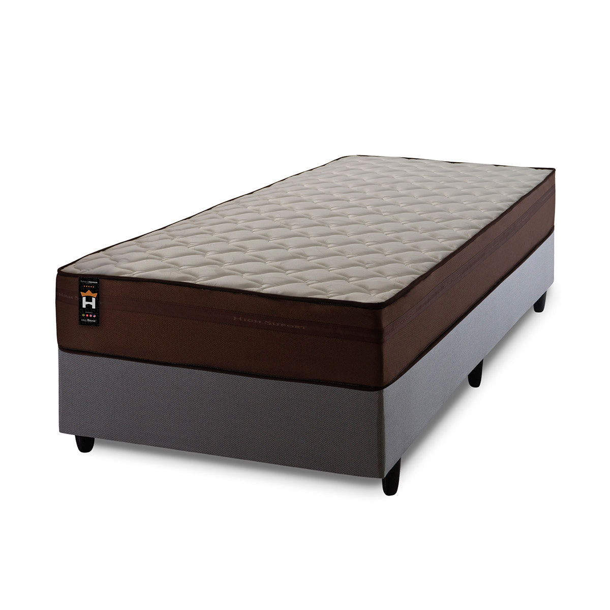 Cama Box Espuma Atlanta Solteirão 96x203 Cinza King House
