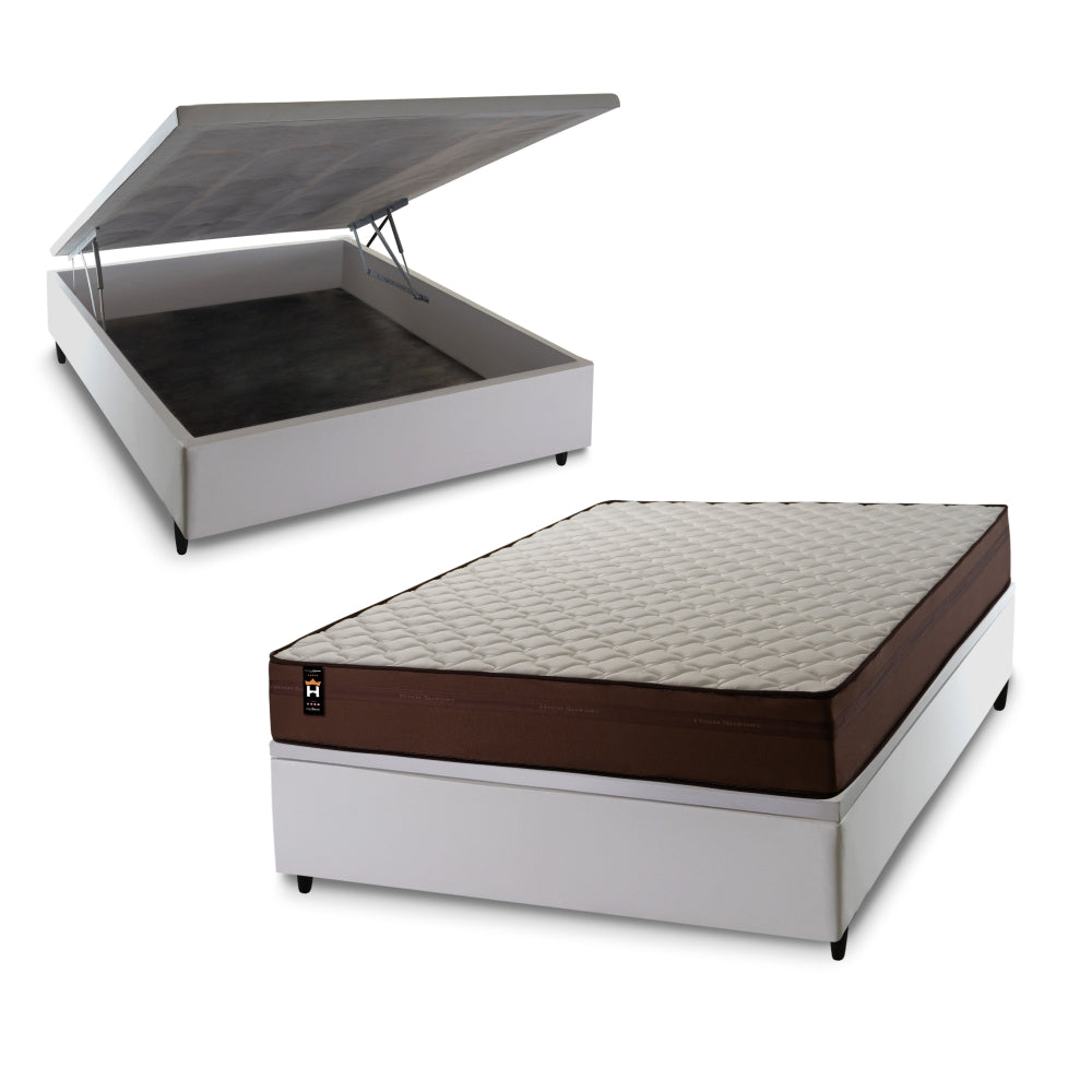 Cama Box Baú Atlanta 138x188 Marrom Espuma D45 King House