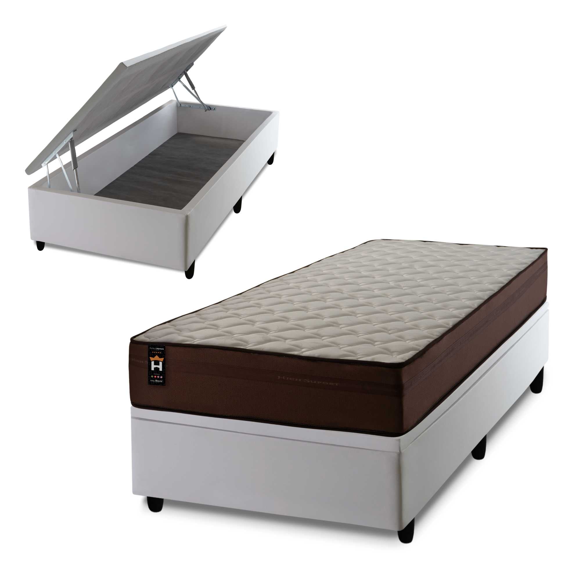 Cama Box Baú Atlanta 96x203 Branco Espuma D45 King House